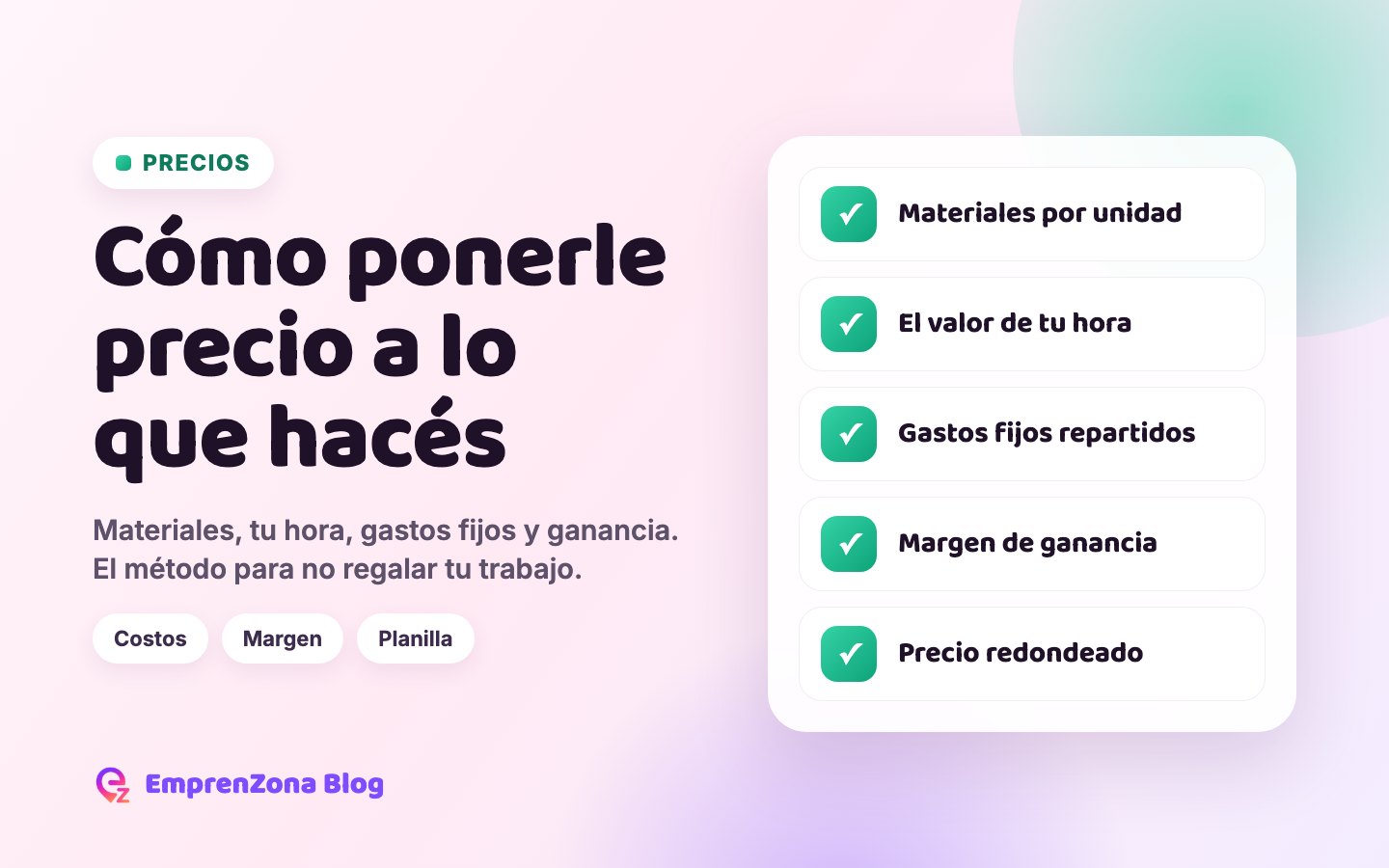 Portada con los pasos para calcular el precio de un producto artesanal