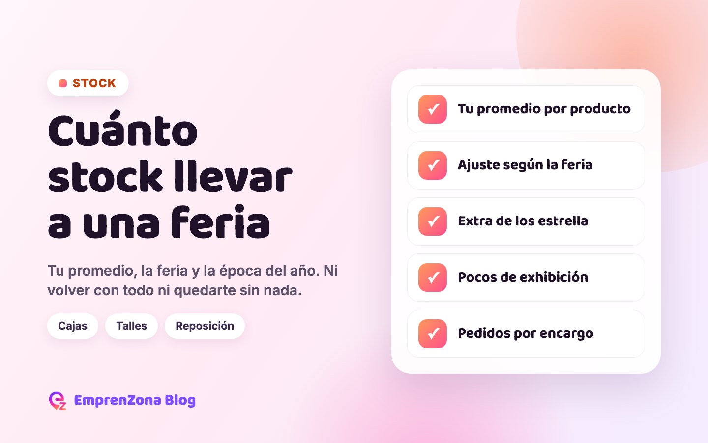 Portada con el método para calcular el stock de una feria
