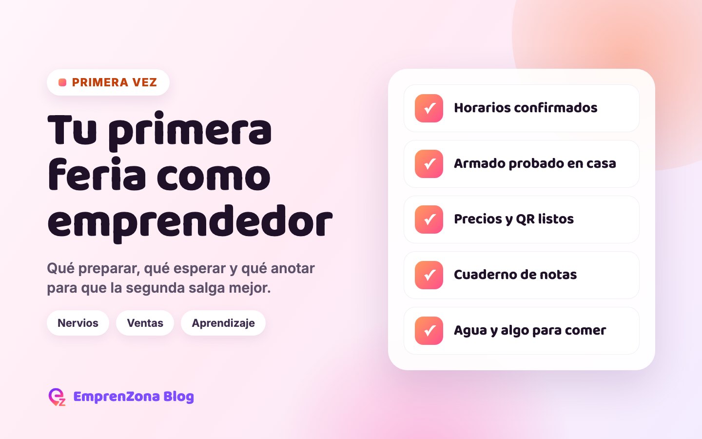 Portada con la preparación para la primera feria de un emprendimiento